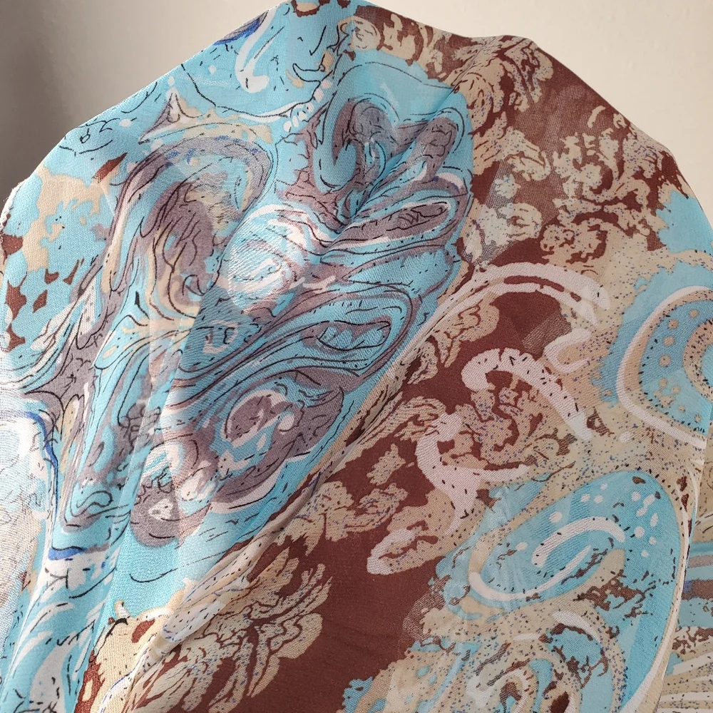Roffe Swimsuit Cover-up Paisley Pattern Aqua, Brown White
